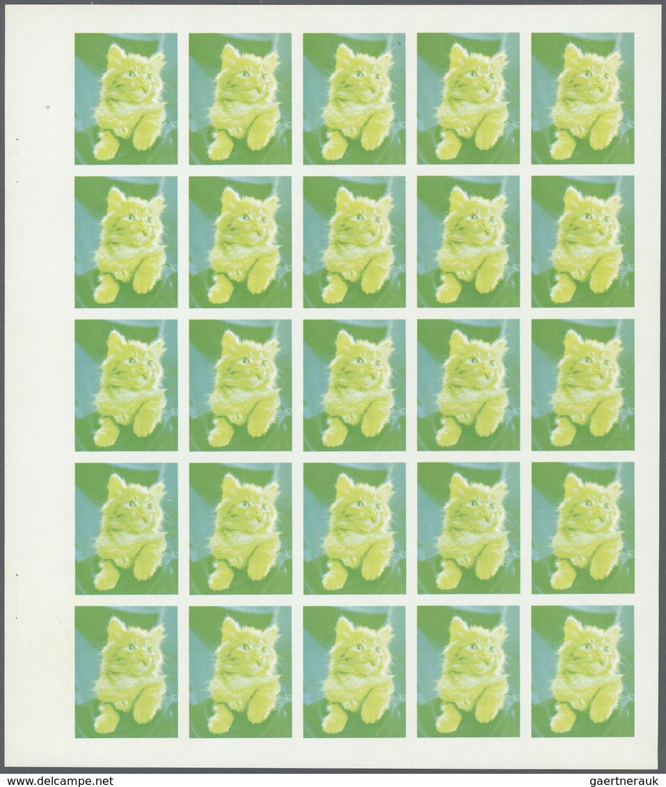 ** Thematik: Tiere-Katzen / Animals-cats: 1972. Sharjah. Progressive Proof (6 Phases) In Complete Sheet - Chats Domestiques