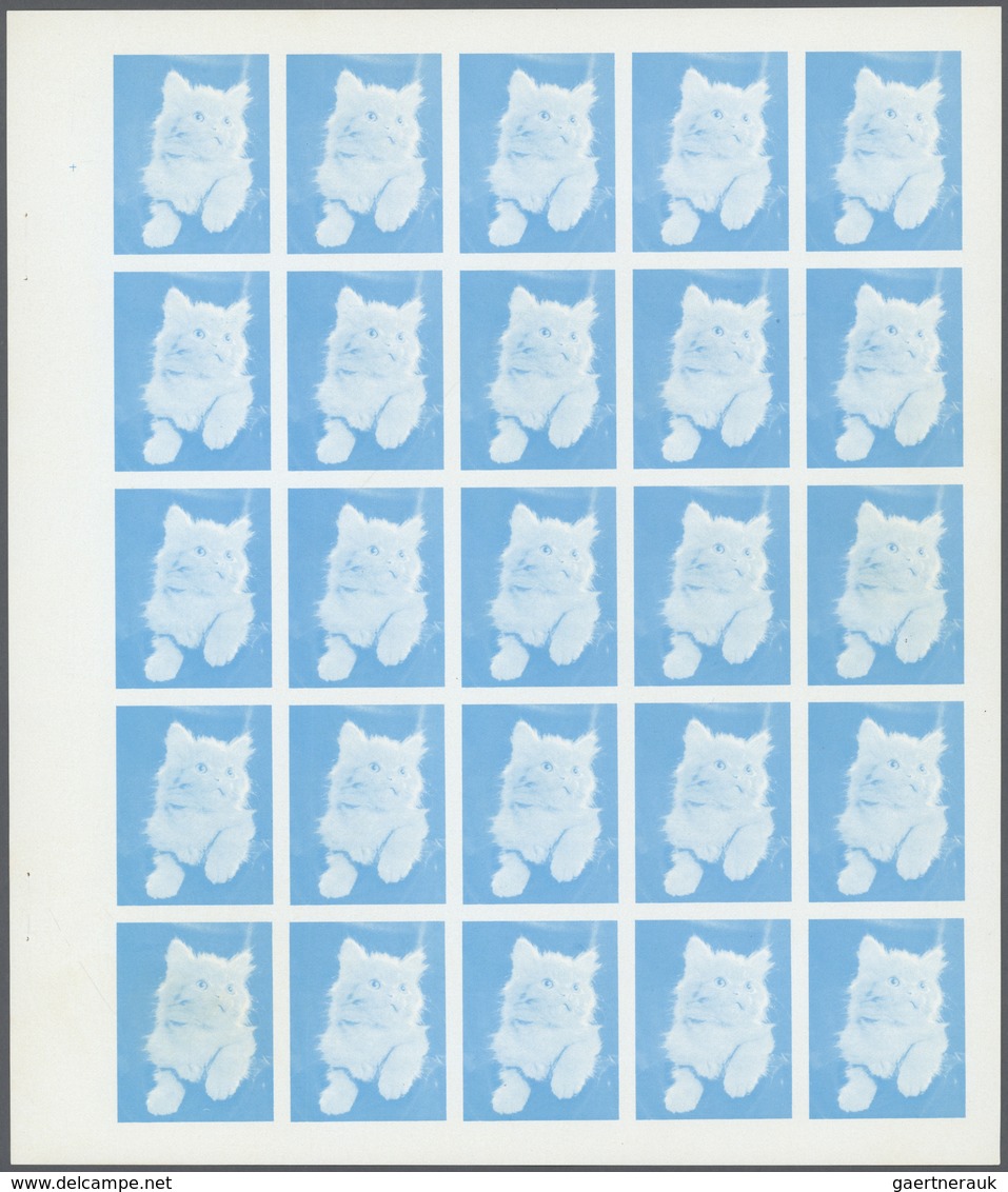 ** Thematik: Tiere-Katzen / Animals-cats: 1972. Sharjah. Progressive Proof (6 Phases) In Complete Sheet - Chats Domestiques