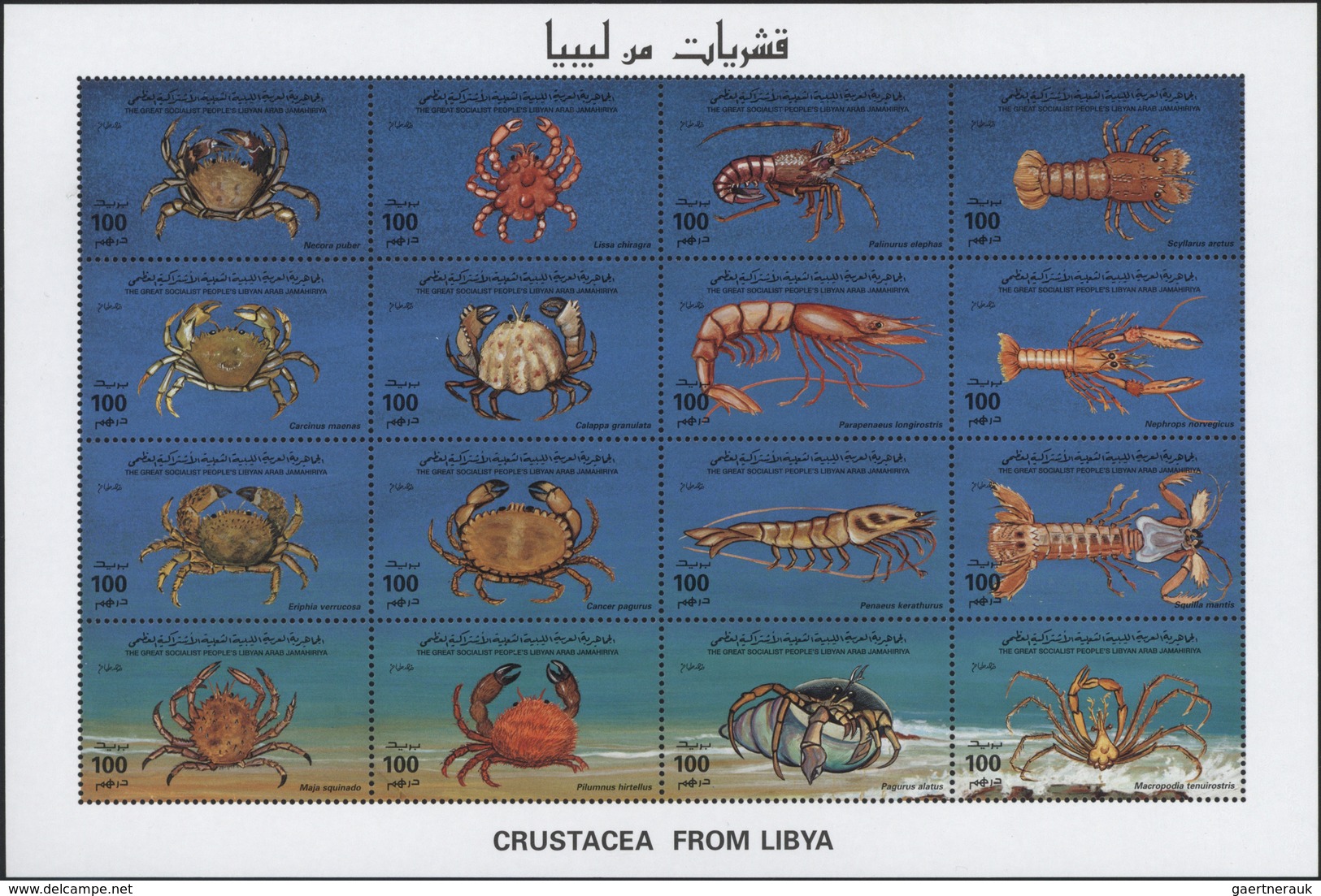 ** Thematik: Tiere-Meerestiere / Animals-sea Animals: 1996, Libya, Crustaceans, Se-tenant Sheet And Sev - Maritiem Leven