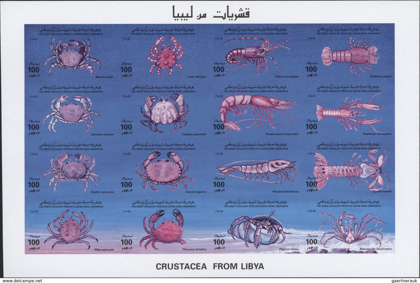 ** Thematik: Tiere-Meerestiere / Animals-sea Animals: 1996, Libya, Crustaceans, Se-tenant Sheet And Sev - Maritiem Leven