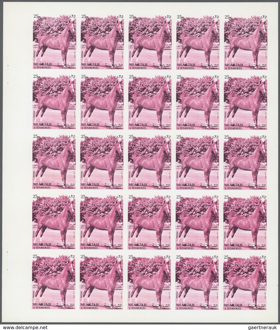 ** Thematik: Tiere-Pferde / Animals-horses: 1972. Sharjah. Progressive Proof (6 Phases) In Complete She - Pferde