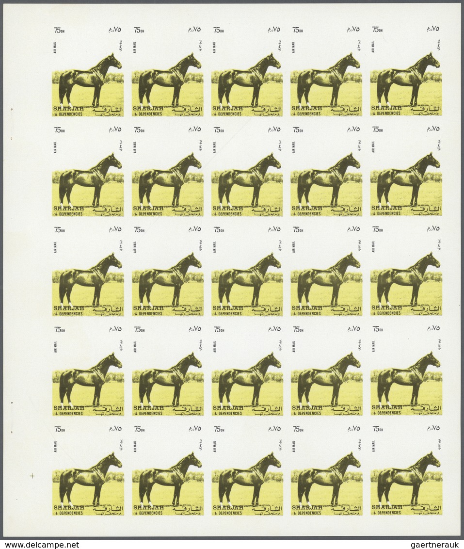 ** Thematik: Tiere-Pferde / Animals-horses: 1972. Sharjah. Progressive Proof (6 Phases) In Complete She - Chevaux