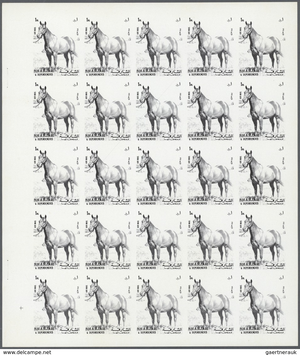 ** Thematik: Tiere-Pferde / Animals-horses: 1972. Sharjah. Progressive Proof (7 Phases) In Complete She - Chevaux