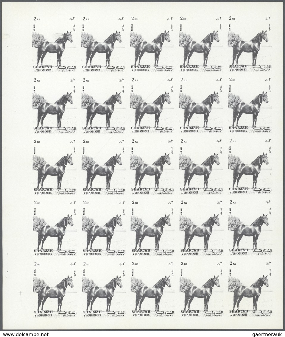 ** Thematik: Tiere-Pferde / Animals-horses: 1972. Sharjah. Progressive Proof (6 Phases) In Complete She - Chevaux