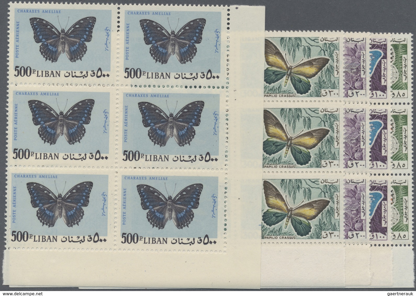 ** Thematik: Tiere-Schmetterlinge / Animals-butterflies: 1965, LEBANON: Butterflies Complete Set In Blo - Schmetterlinge