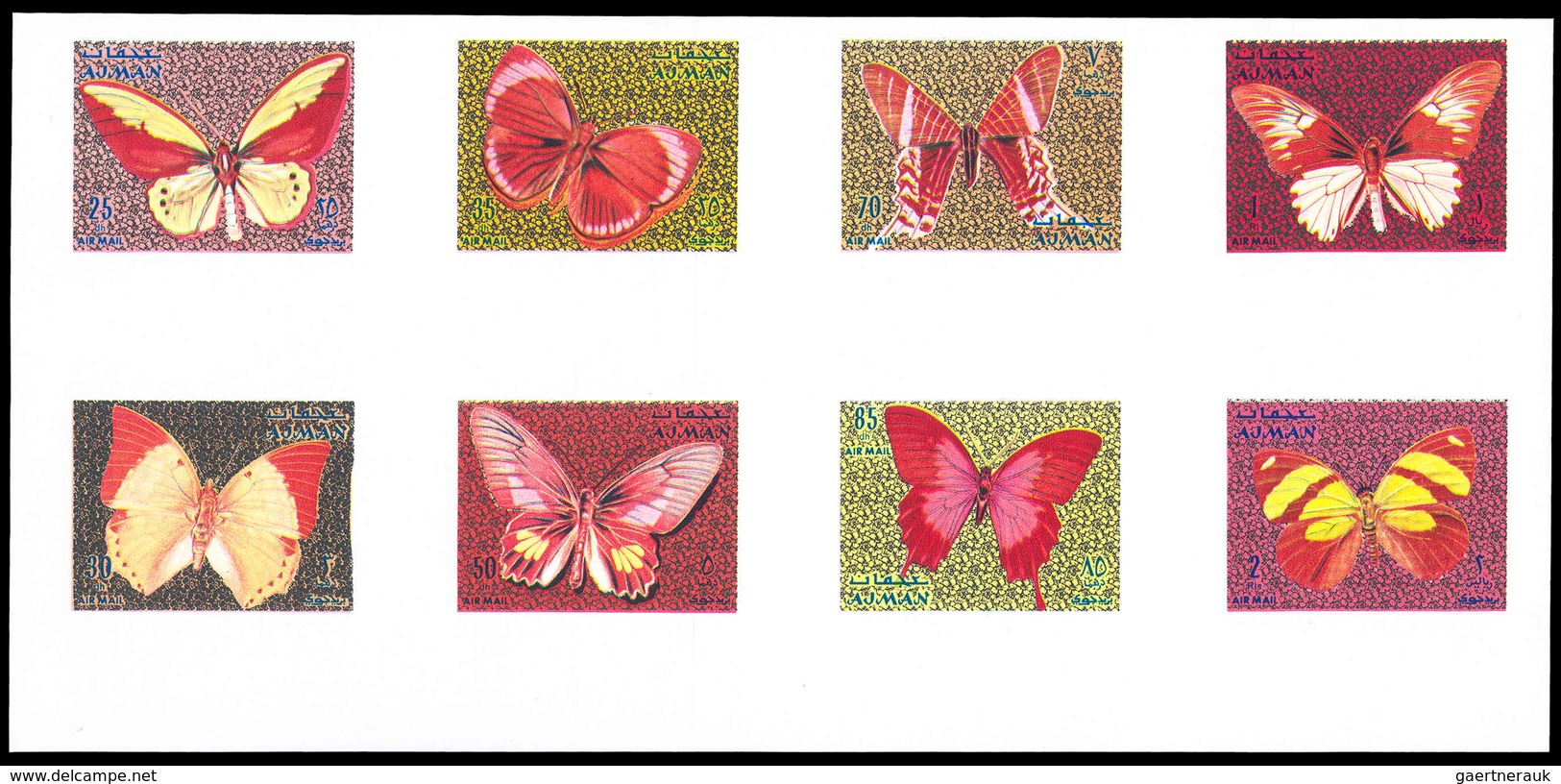 ** Thematik: Tiere-Schmetterlinge / Animals-butterflies: 1971, Adschman/Ajman: BUTTERFLIES - 9 Items; C - Papillons