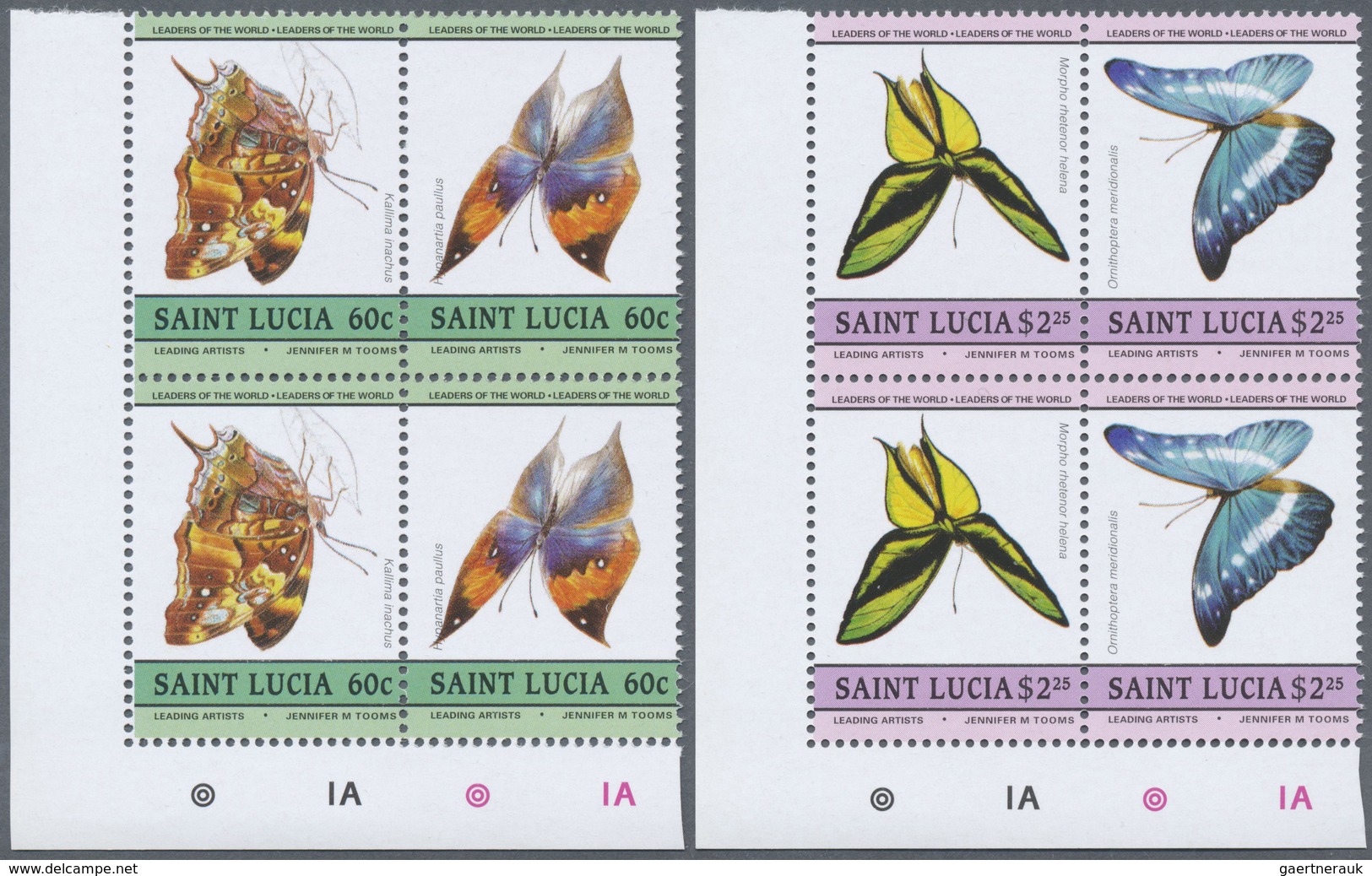 ** Thematik: Tiere-Schmetterlinge / Animals-butterflies: 1985, Saint Lucia. Complete Set "Butterflies" - Vlinders