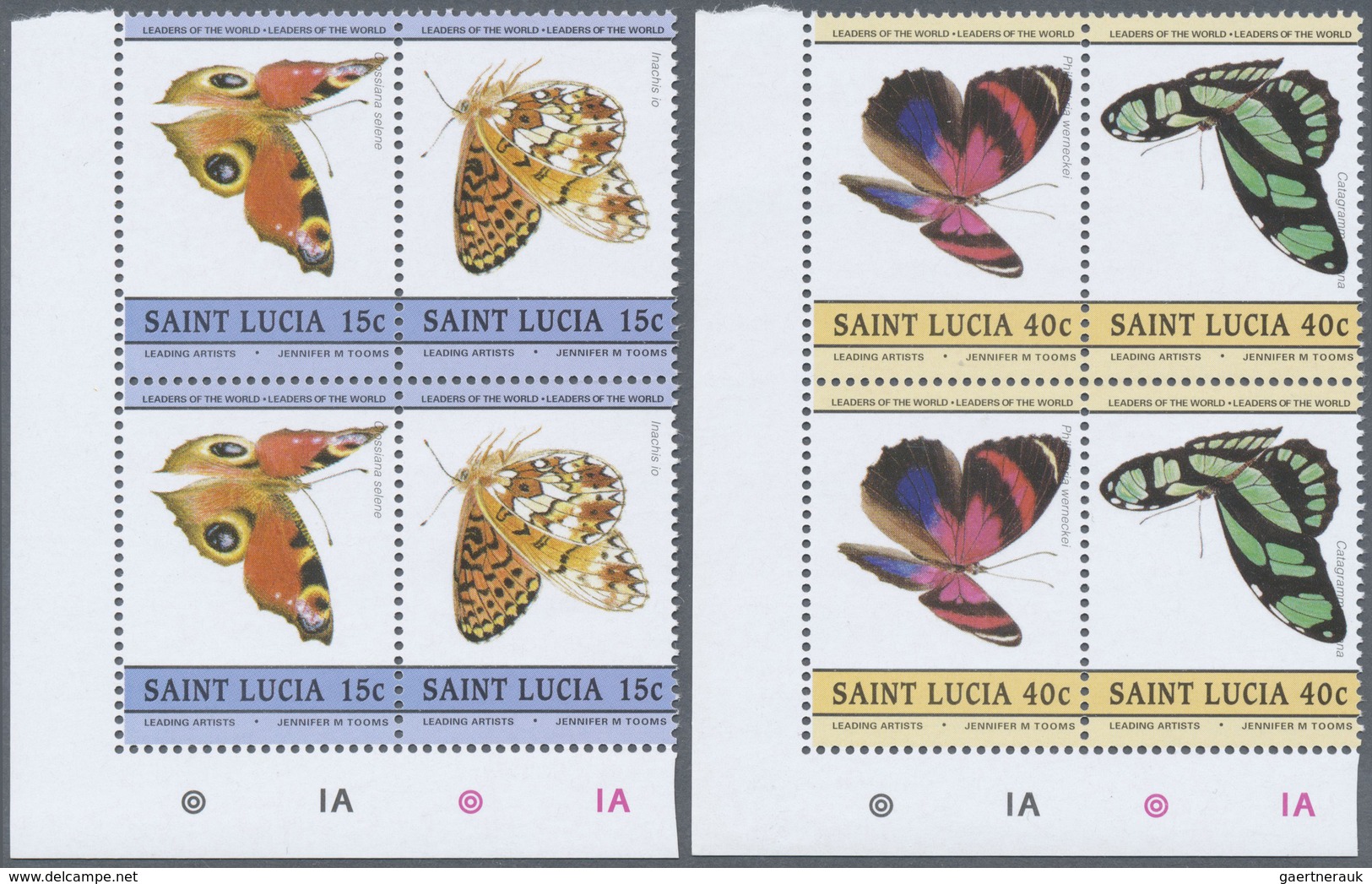 ** Thematik: Tiere-Schmetterlinge / Animals-butterflies: 1985, Saint Lucia. Complete Set "Butterflies" - Papillons