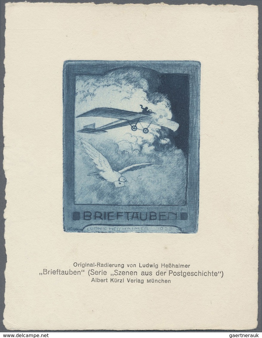 Thematik: Tiere-Tauben / Animals-pigeons: 1925 (ca.), DEUTSCHES REICH: Original-Radierung Von Ludwig - Pigeons & Columbiformes