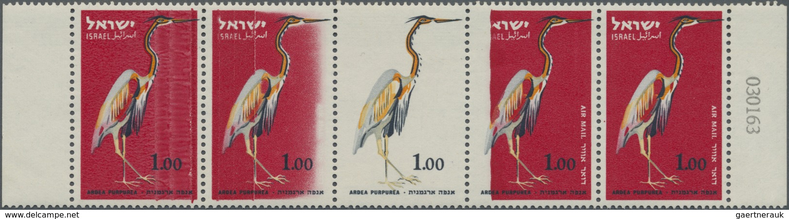 ** Thematik: Tiere-Vögel / Animals-birds: 1963, Israel. Horizontal Strip Of 5 For The Stamp "£1 Purple - Other & Unclassified