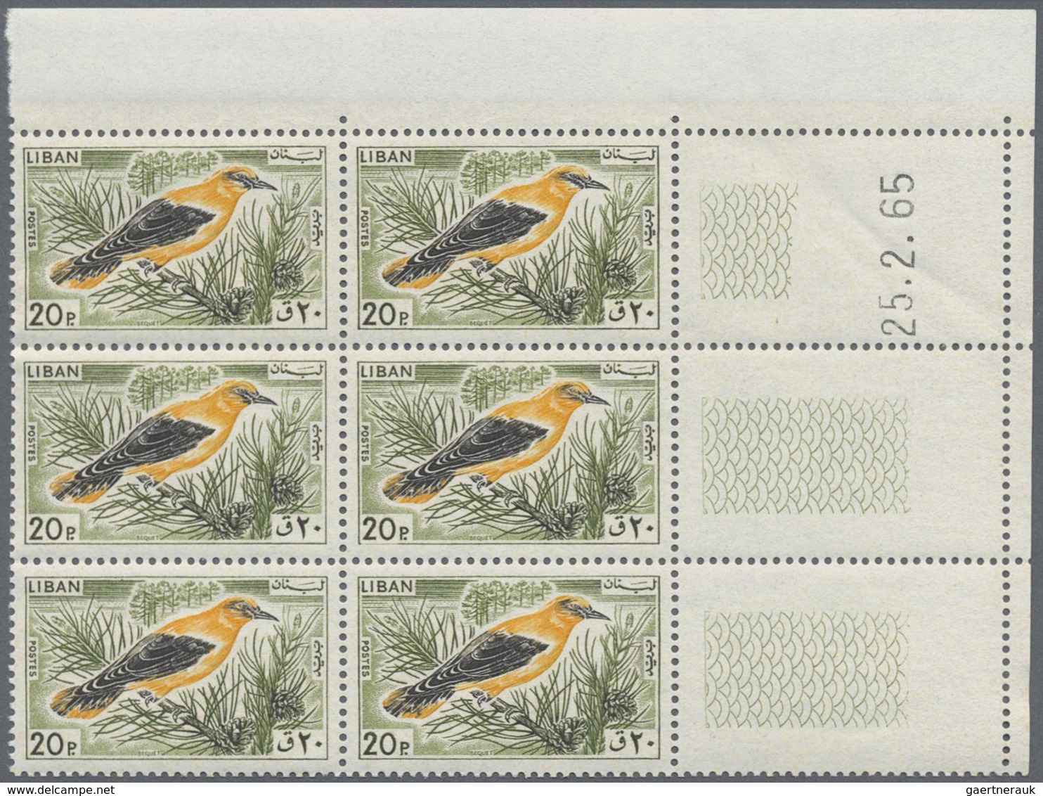 ** Thematik: Tiere-Vögel / Animals-birds: 1965, LEBANON: Birds Complete Set In Blocks Of Six From Diffe - Autres & Non Classés