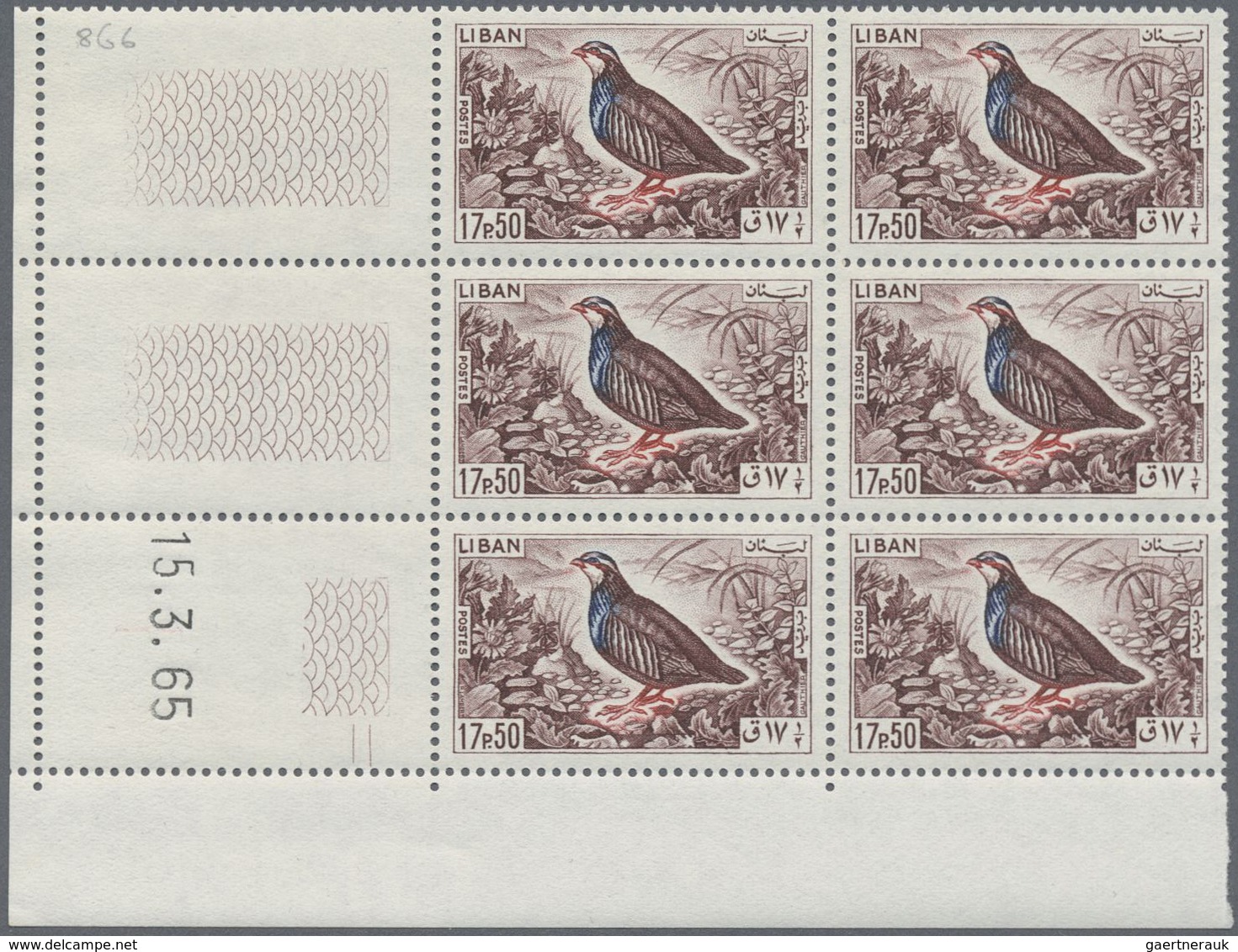 ** Thematik: Tiere-Vögel / Animals-birds: 1965, LEBANON: Birds Complete Set In Blocks Of Six From Diffe - Andere & Zonder Classificatie