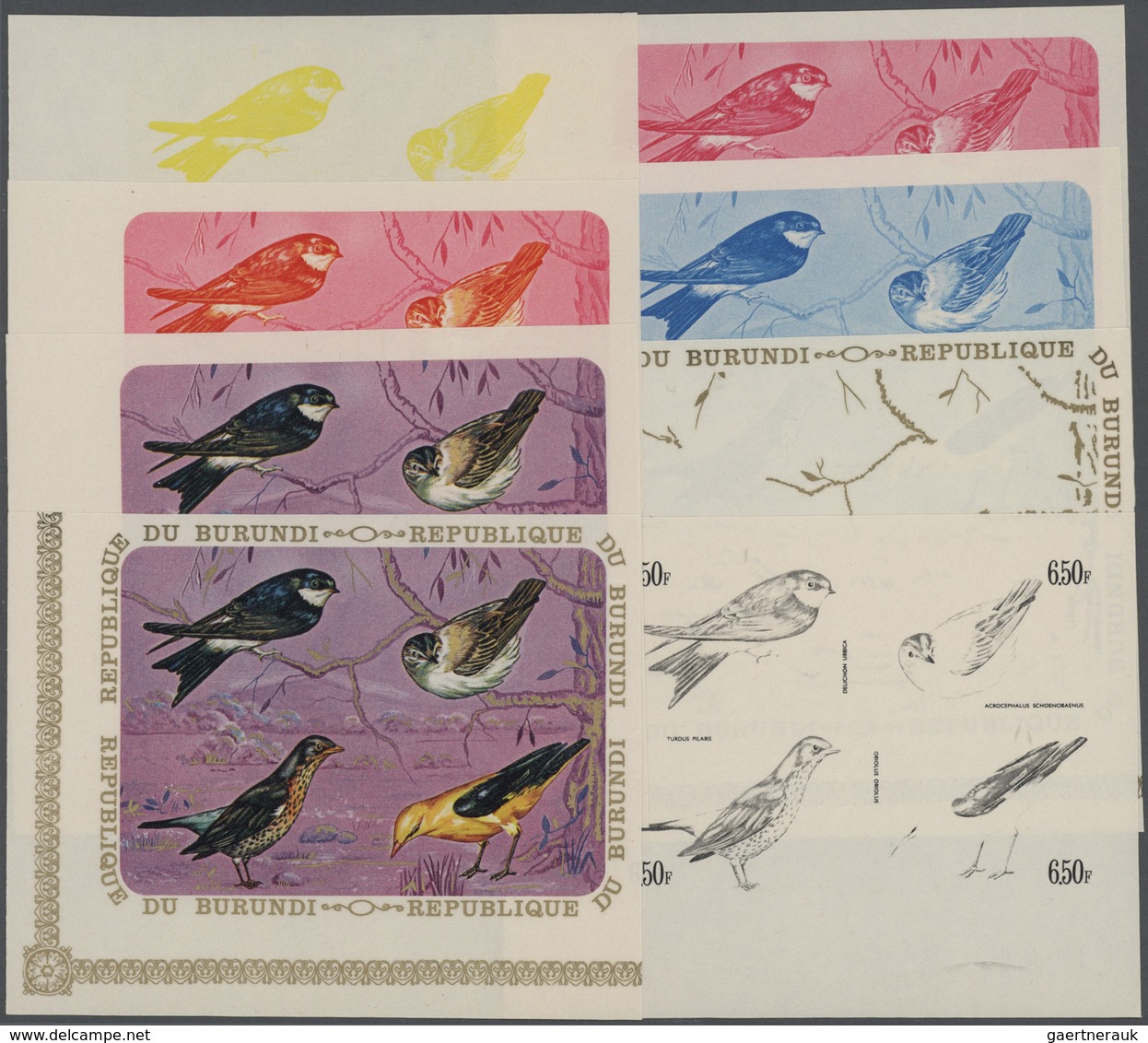 ** Thematik: Tiere-Vögel / Animals-birds: 1970, Burundi, Delichon Urbica, Acrocephalus Schoenobaenus, T - Andere & Zonder Classificatie