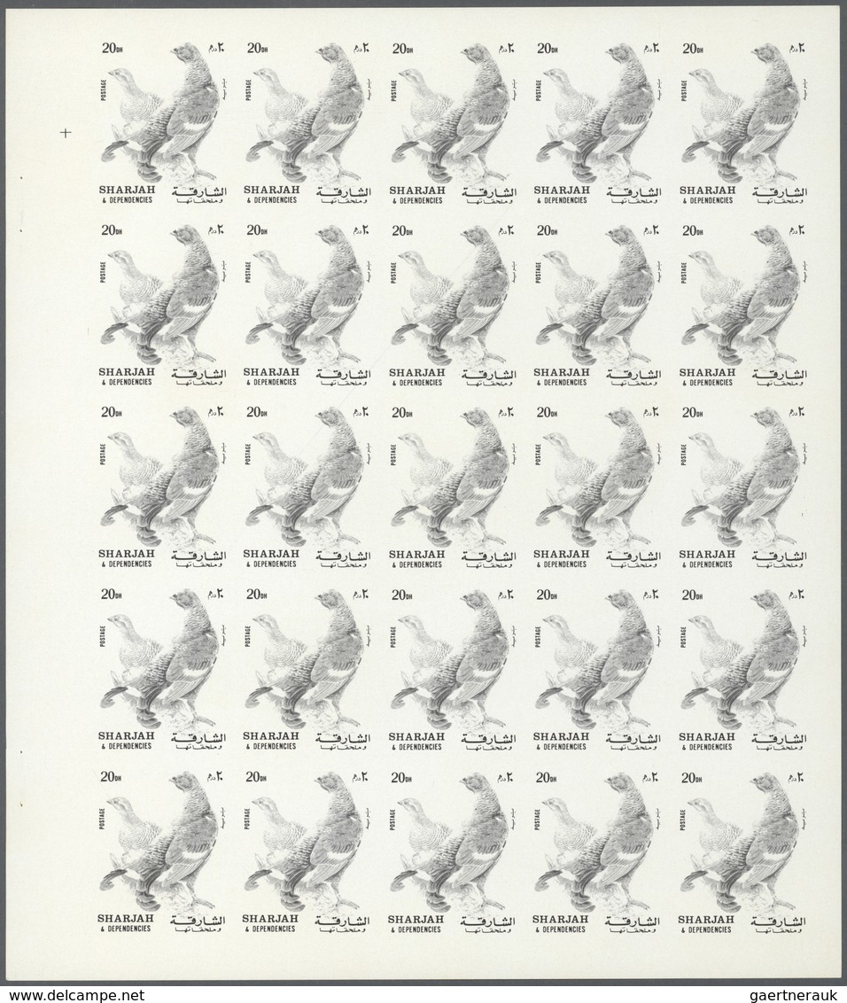 ** Thematik: Tiere-Vögel / Animals-birds: 1972. Sharjah. Progressive Proof (6 Phases) In Complete Sheet - Altri & Non Classificati