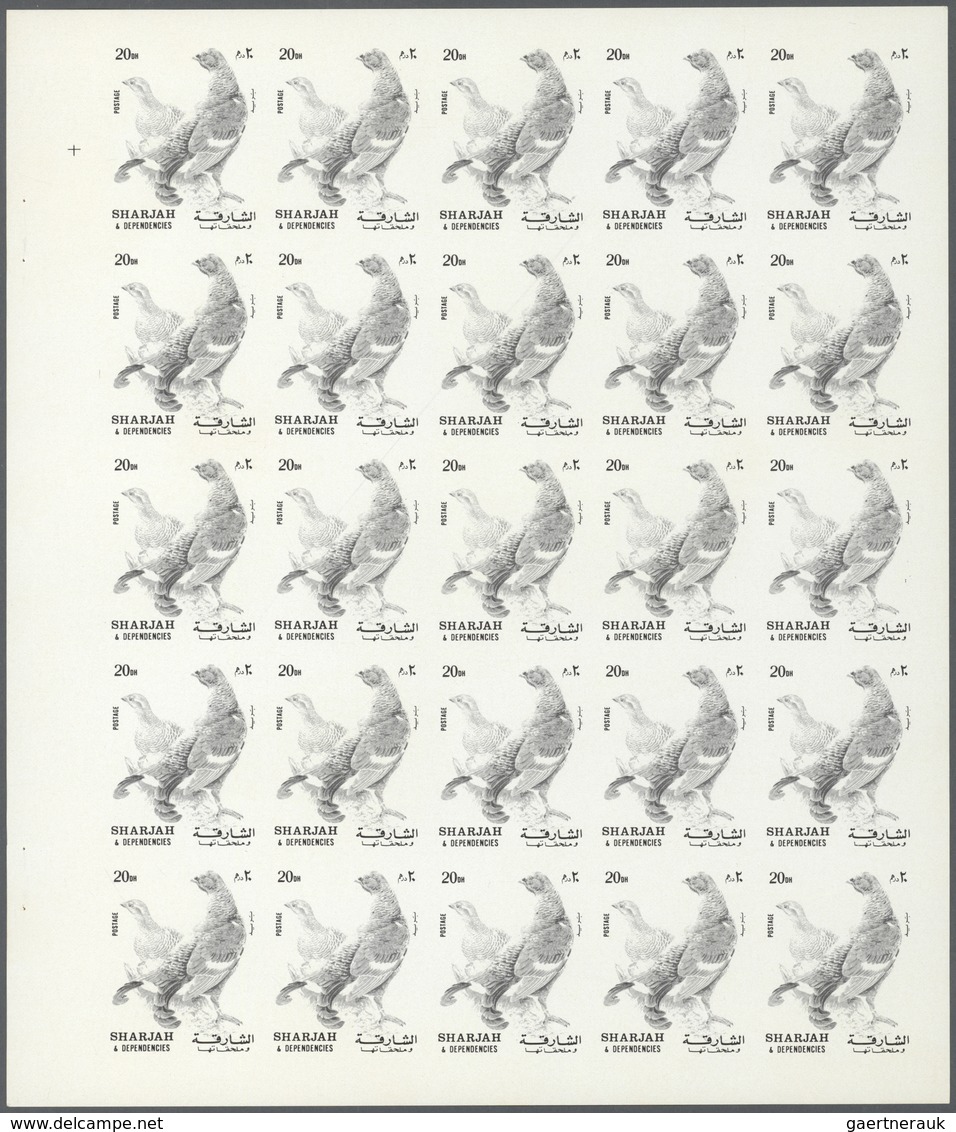 ** Thematik: Tiere-Vögel / Animals-birds: 1972. Sharjah. Progressive Proof (6 Phases) In Complete Sheet - Other & Unclassified