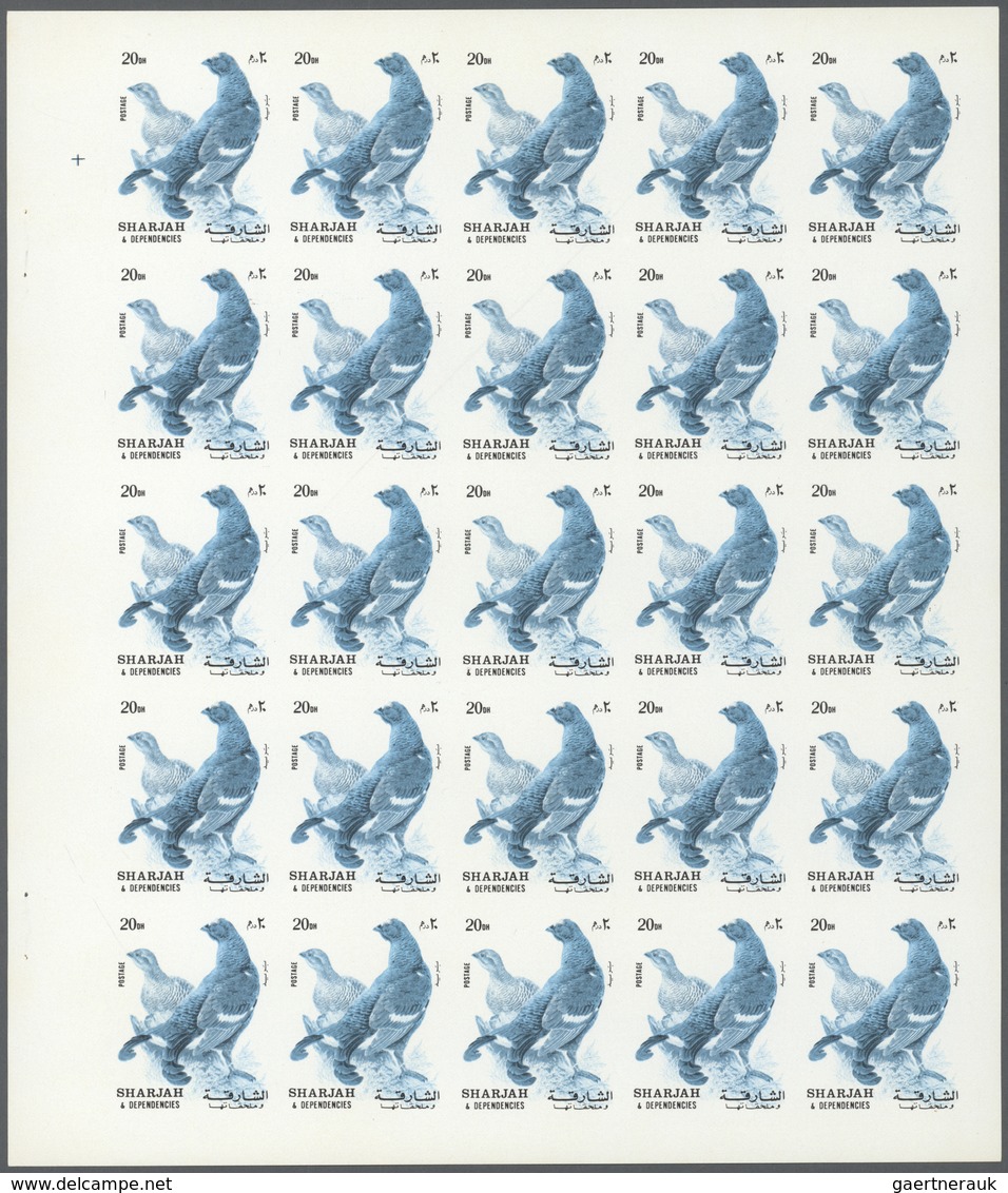 ** Thematik: Tiere-Vögel / Animals-birds: 1972. Sharjah. Progressive Proof (6 Phases) In Complete Sheet - Altri & Non Classificati