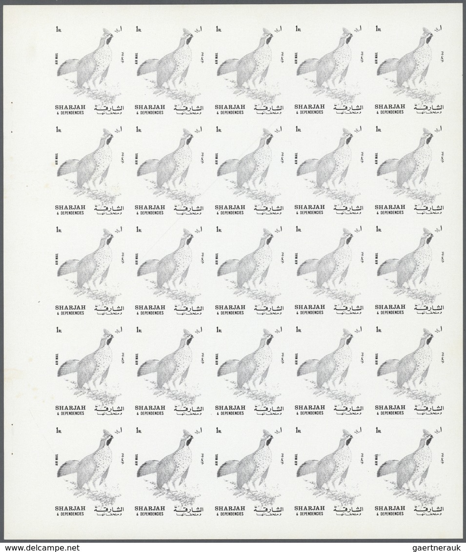 ** Thematik: Tiere-Vögel / Animals-birds: 1972. Sharjah. Progressive Proof (7 Phases) In Complete Sheet - Andere & Zonder Classificatie