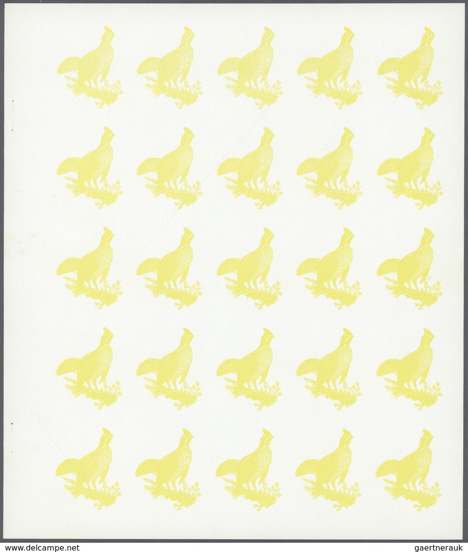 ** Thematik: Tiere-Vögel / animals-birds: 1972. Sharjah. Progressive proof (7 phases) in complete sheet