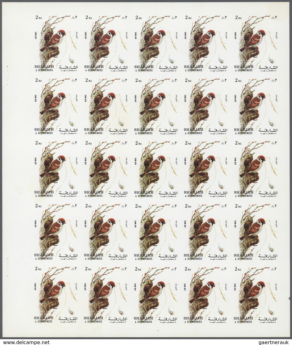 ** Thematik: Tiere-Vögel / Animals-birds: 1972. Sharjah. Progressive Proof (6 Phases) In Complete Sheet - Other & Unclassified