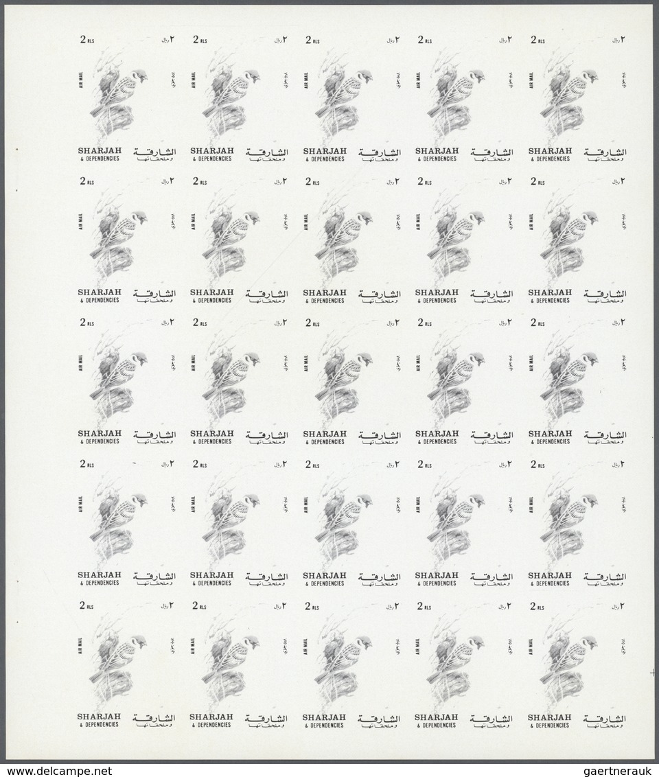 ** Thematik: Tiere-Vögel / Animals-birds: 1972. Sharjah. Progressive Proof (6 Phases) In Complete Sheet - Andere & Zonder Classificatie