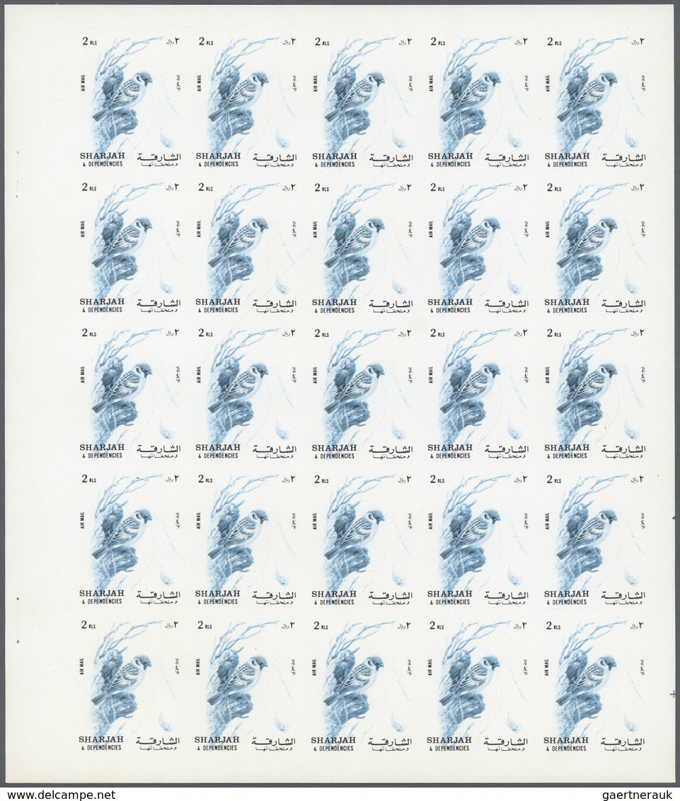 ** Thematik: Tiere-Vögel / Animals-birds: 1972. Sharjah. Progressive Proof (6 Phases) In Complete Sheet - Autres & Non Classés