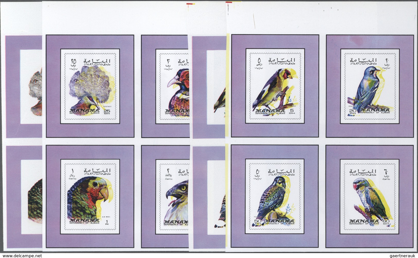 ** Thematik: Tiere-Vögel / Animals-birds: 1972, AJMAN-MANAMA: Birds Incl. Goldfinch, Pigeon, Pheasant, - Other & Unclassified