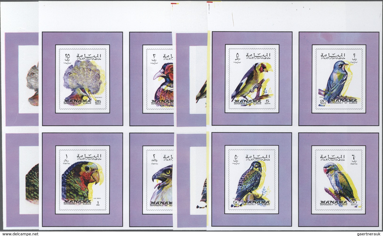 ** Thematik: Tiere-Vögel / Animals-birds: 1972, AJMAN-MANAMA: Birds Incl. Goldfinch, Pigeon, Pheasant, - Andere & Zonder Classificatie