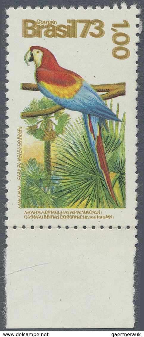 ** Thematik: Tiere-Vögel / Animals-birds: Brasil 1973, 1,00 C. Scarlet Macaw Double Value Imprint, Mint - Other & Unclassified