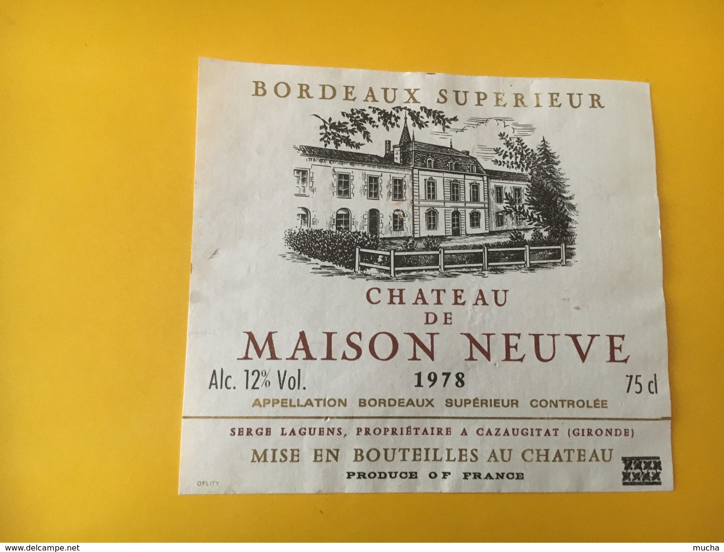 6783 - Château De Masion Neuve 1978 - Bordeaux