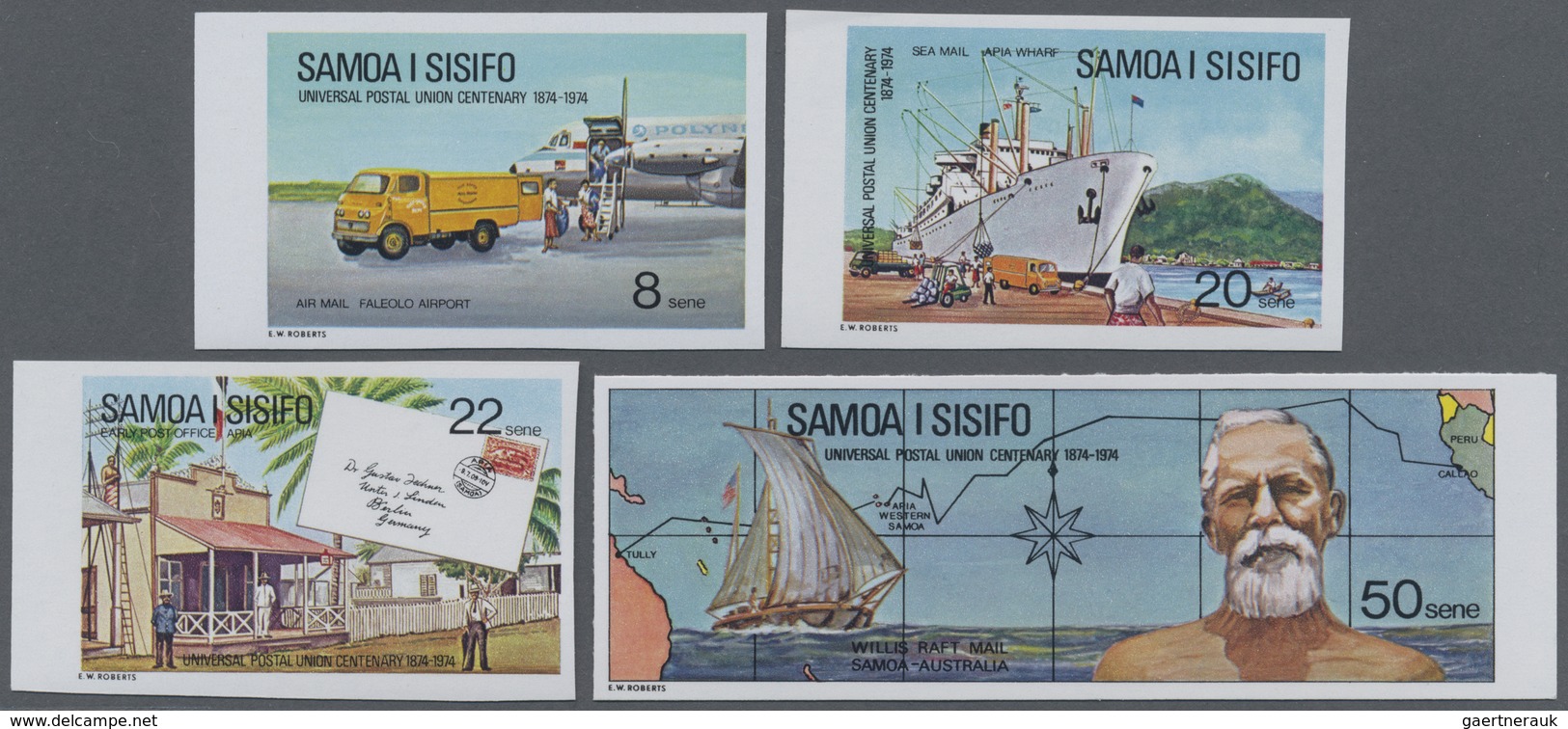 ** Thematik: UPU / United Postal Union: 1974, SAMOA: UPU Centenary Complete Set IMPERFORATE From Left O - U.P.U.