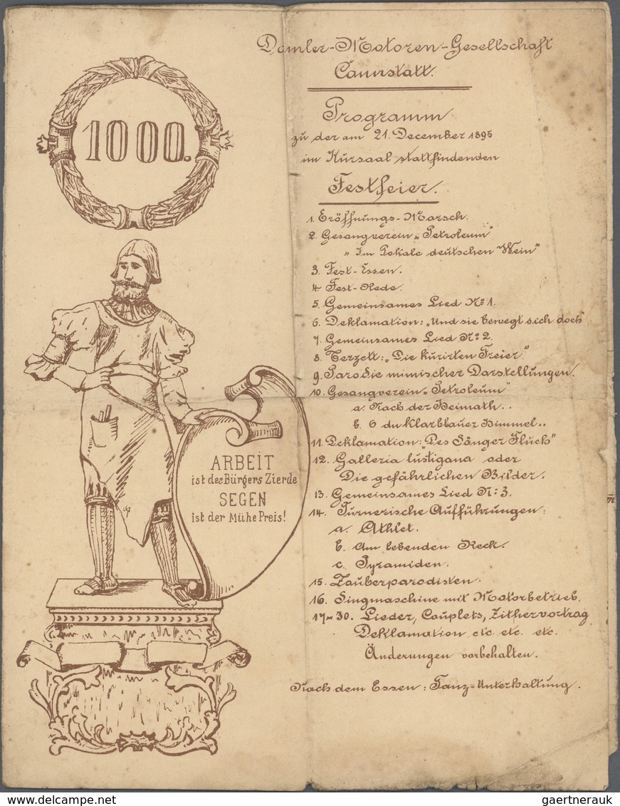 Br Thematik: Verkehr-Auto / Traffic-car: 1895, Festschrift Im A4-Format Der Daimler-Motoren-Gesellschaf - Voitures