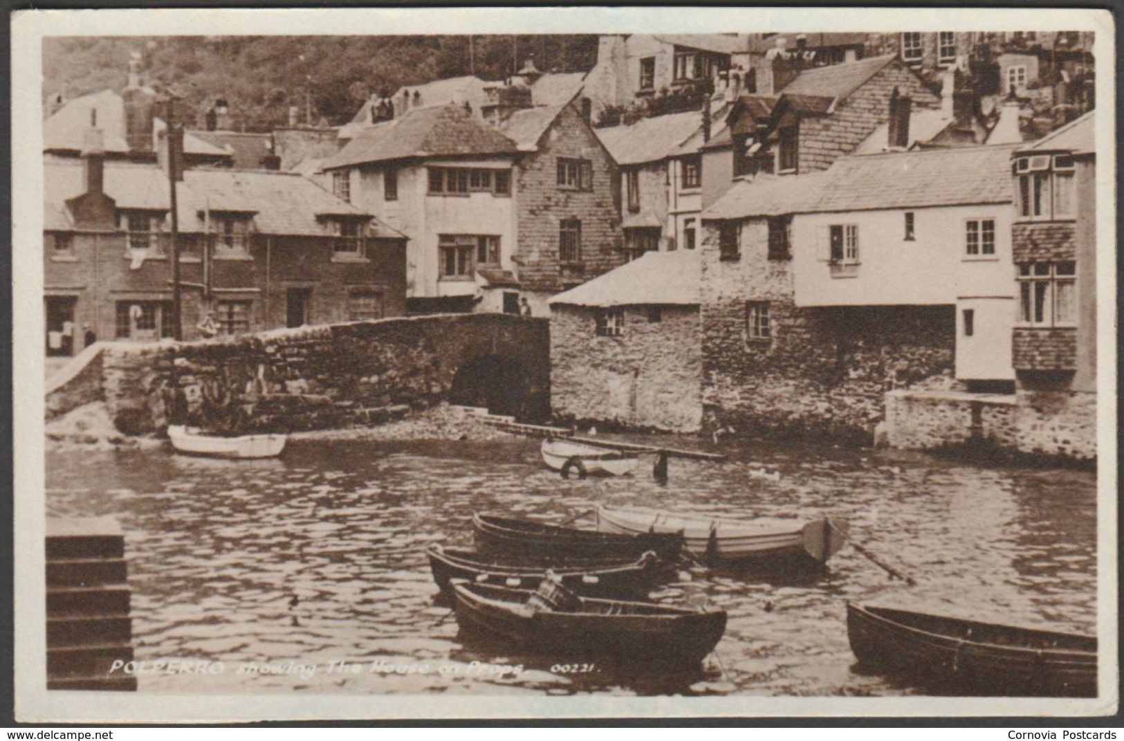 Polperro Showing The House On Props, Cornwall, 1948 - Colling Turner RP Postcard - Other & Unclassified