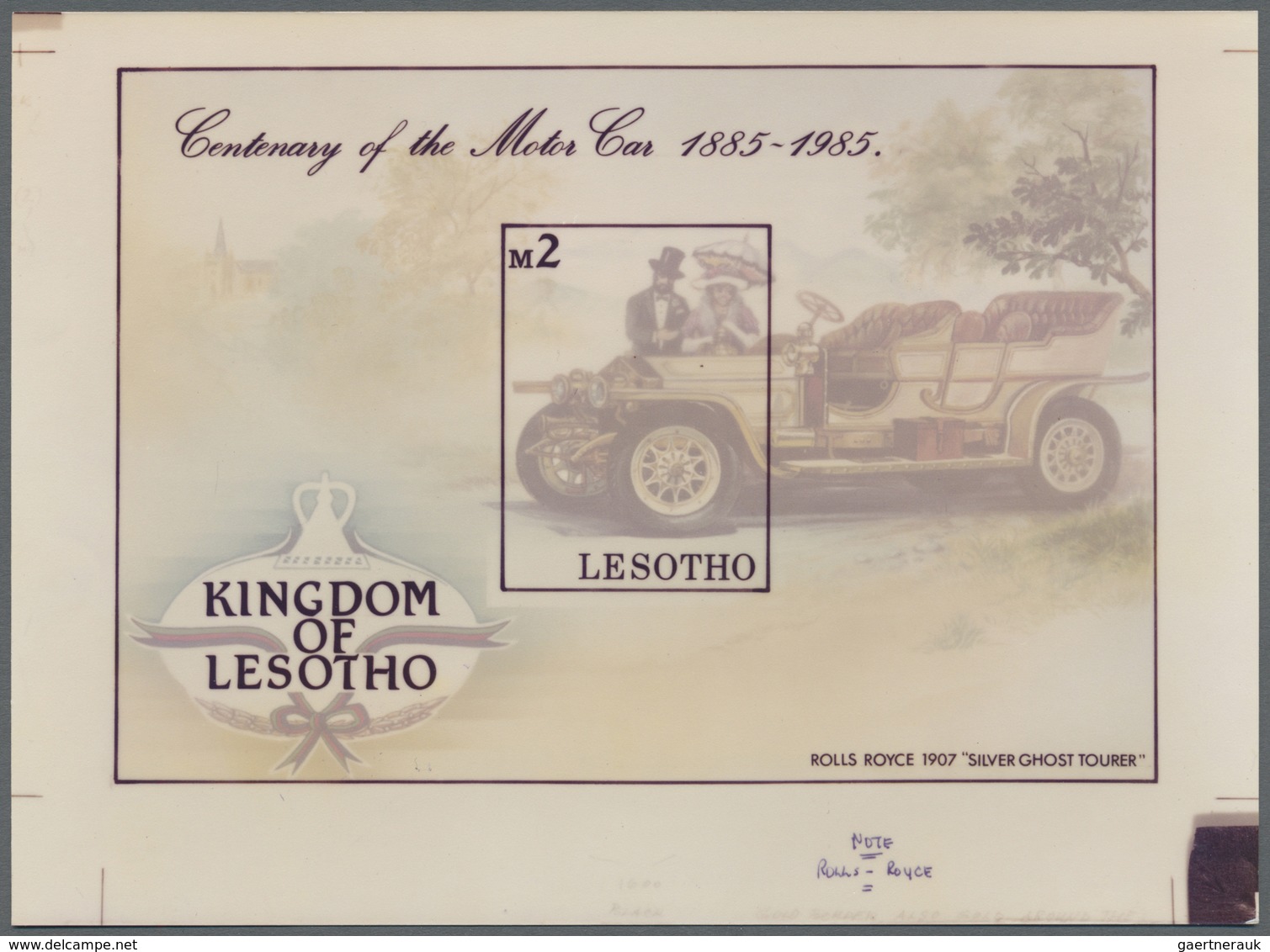 Thematik: Verkehr-Auto / Traffic-car: 1985, Lesotho, 2m. Rolls-Royce Silver Sprint, Photographic Ess - Auto's