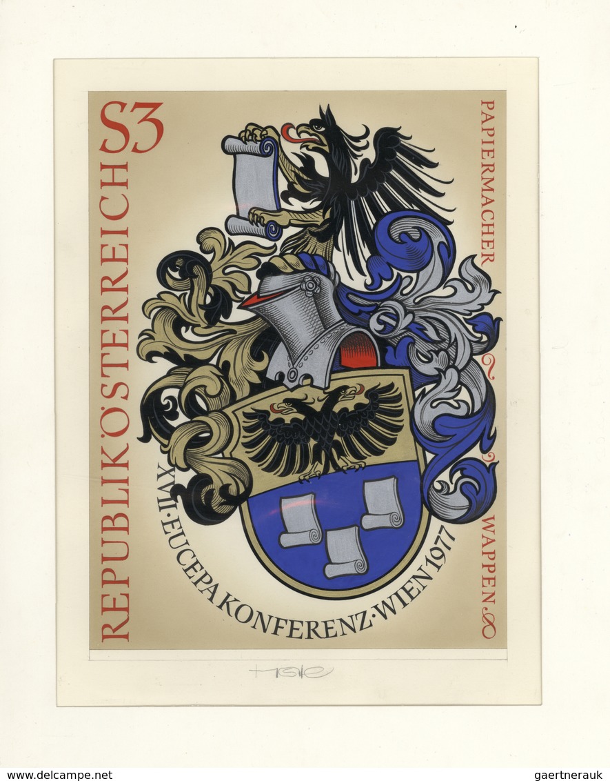 Thematik: Wappen / Emblems: 1977, Austria. Original Artist's Painting By Prof. Otto Stefferl For The - Andere & Zonder Classificatie