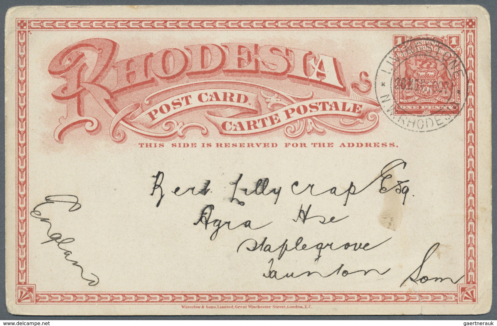 GA Thematik: Wasserfälle / Waterfalls: 1907, Nord-Rhodesien, Postal Stationery View Card One Penny Carm - Unclassified