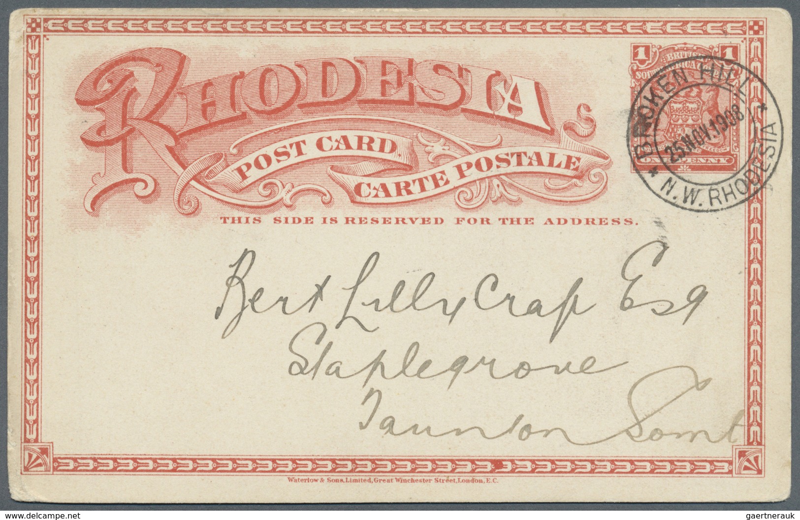 GA Thematik: Wasserfälle / Waterfalls: 1908. Postal Stationery View Card One Penny Carmine 'Gorge Below - Non Classés