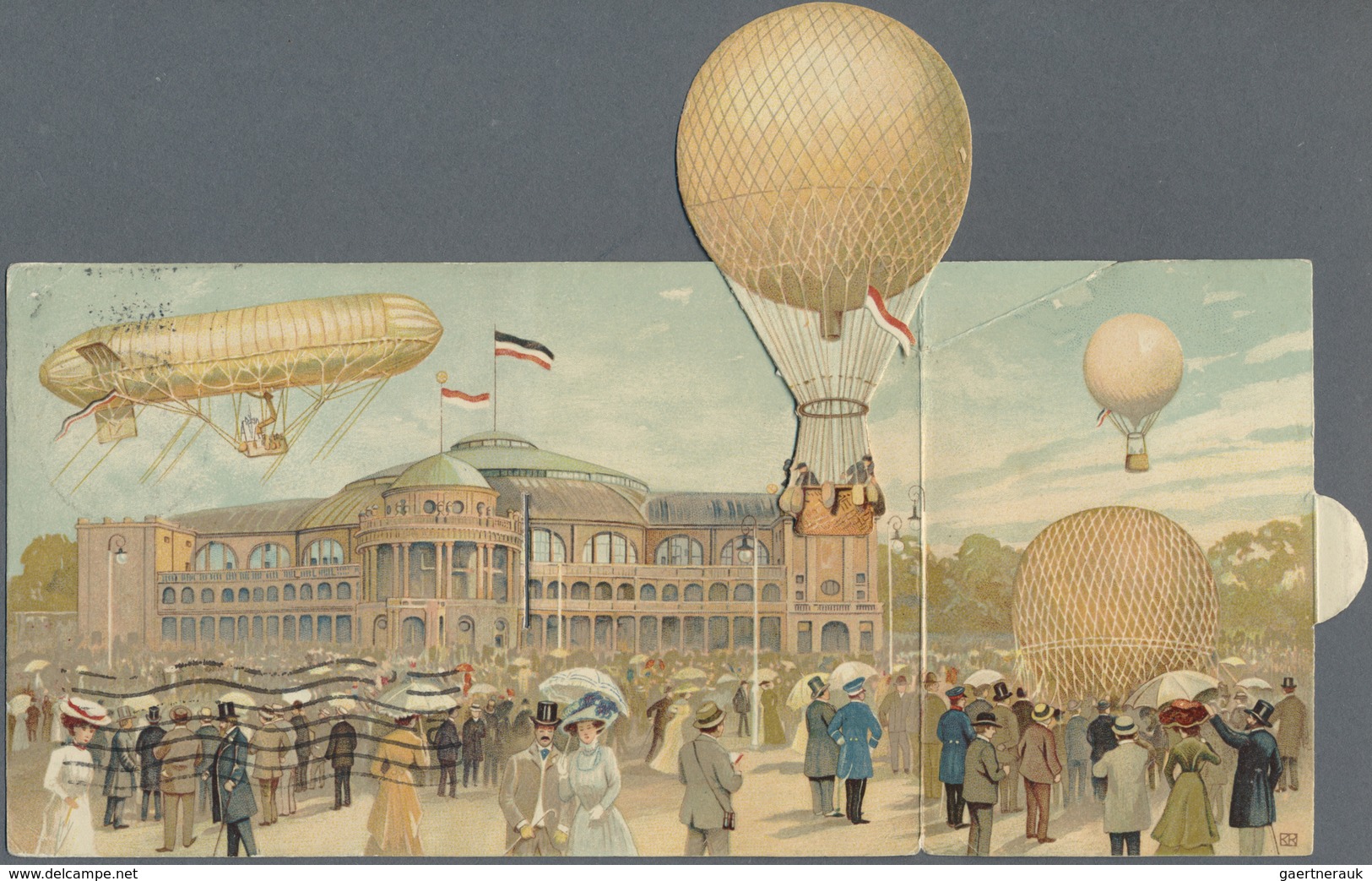 Br Thematik: Zeppelin / Zeppelin: 1909: ILA/Ballonaufstieg Klappkarte: Offizielle KArte No. 4, Addressi - Zeppelins