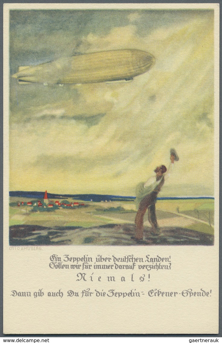 Thematik: Zeppelin / Zeppelin: ZEPPELIN, ZEPPELIN-ECKENER-SPENDE 1925, 3 Verschiedene Passepartout-U - Zeppelins