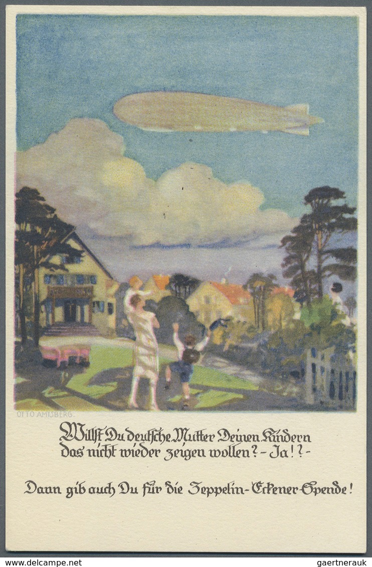 Thematik: Zeppelin / Zeppelin: ZEPPELIN, ZEPPELIN-ECKENER-SPENDE 1925, 3 Verschiedene Passepartout-U - Zeppelins