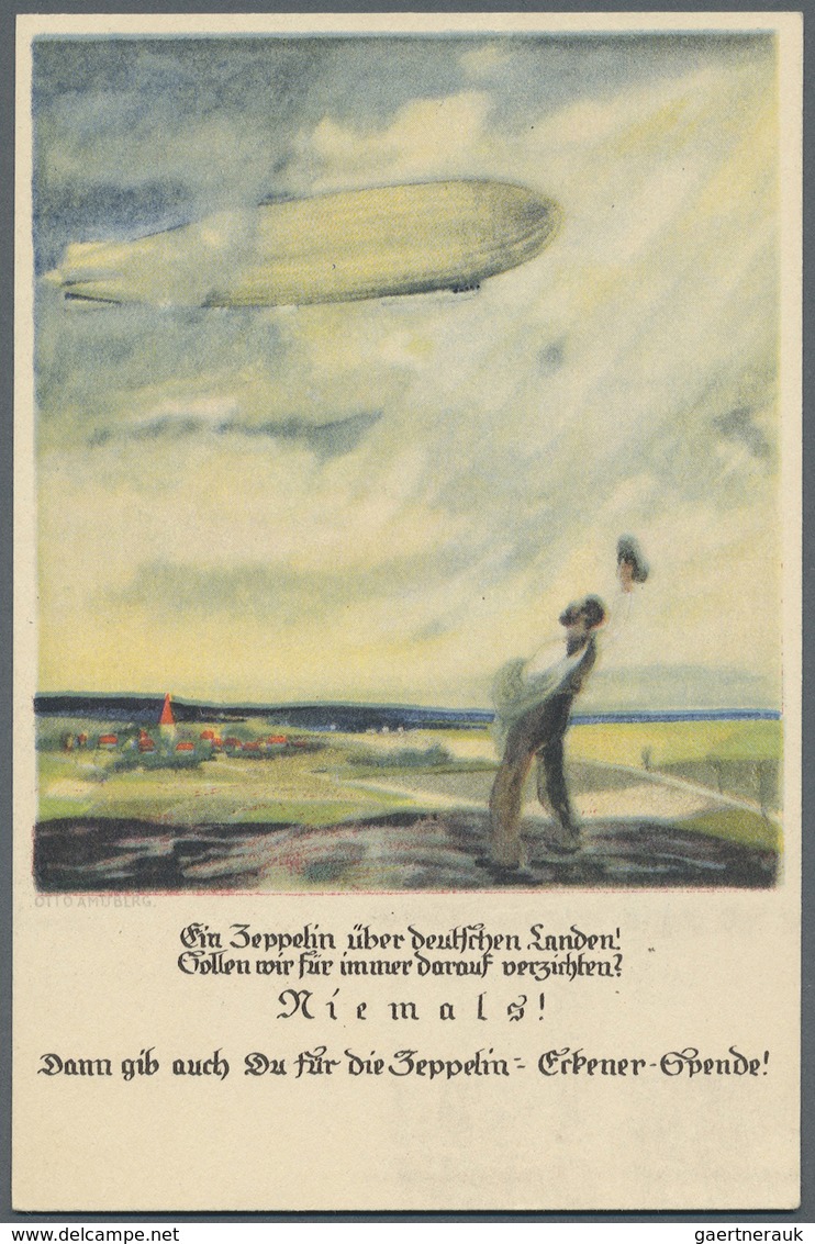 Thematik: Zeppelin / Zeppelin: ZEPPELIN, ZEPPELIN-ECKENER-SPENDE 1925, 3 Verschiedene Passepartout-U - Zeppelins