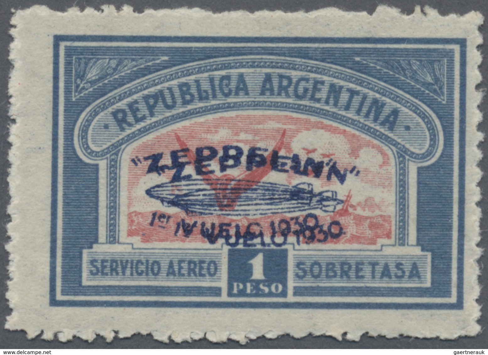 * Thematik: Zeppelin / Zeppelin: 1930, Argentina. Air Post Stamp Of 1928, DOUBLE OVERPRINTED In Blue " - Zeppelins