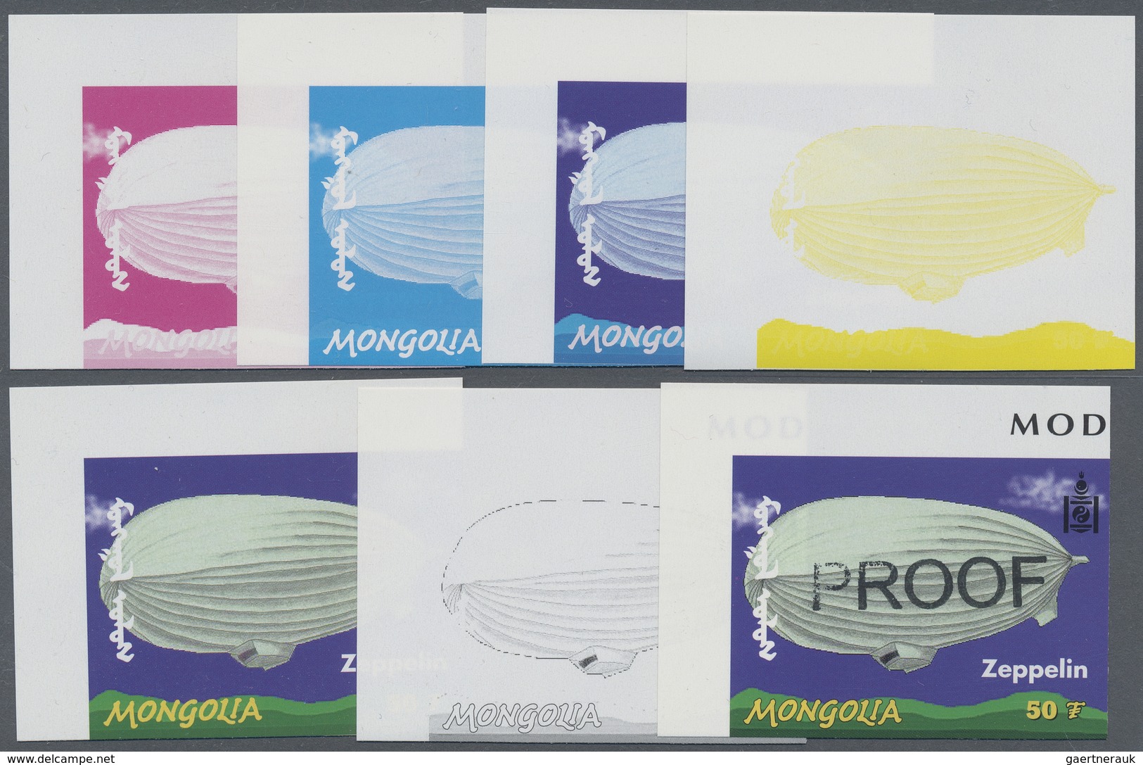 ** Thematik: Zeppelin / Zeppelin: 2001, MONGOLIA: Transportation ZEPPELIN 50t. In Seven Different Imper - Zeppelins