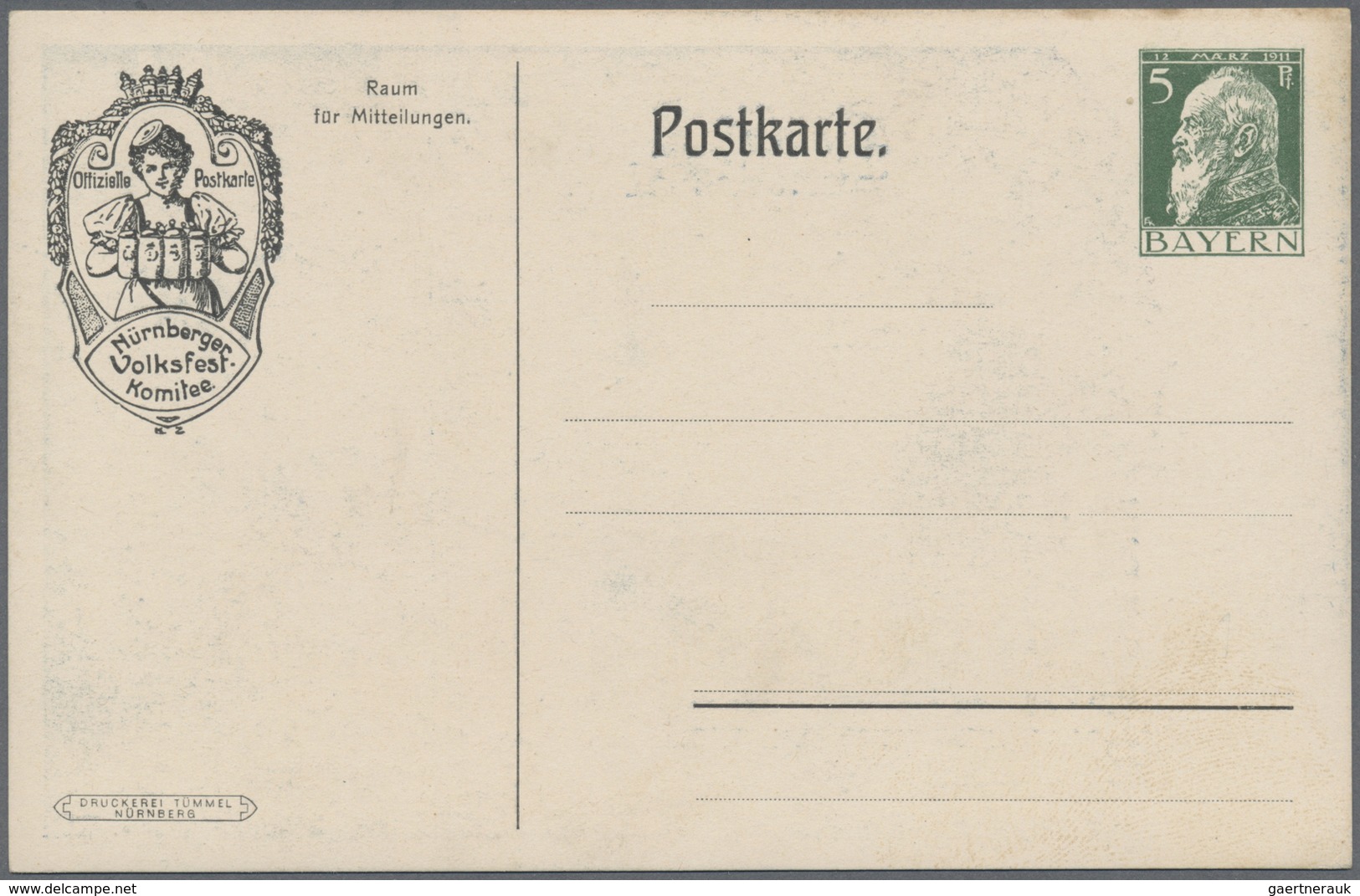 GA Thematik: Zirkus / Circus: 1912, Bayern. Privat-Postkarte 5 Pf Luitpold "Volksfest Nürnberg 1912" Mi - Cirque