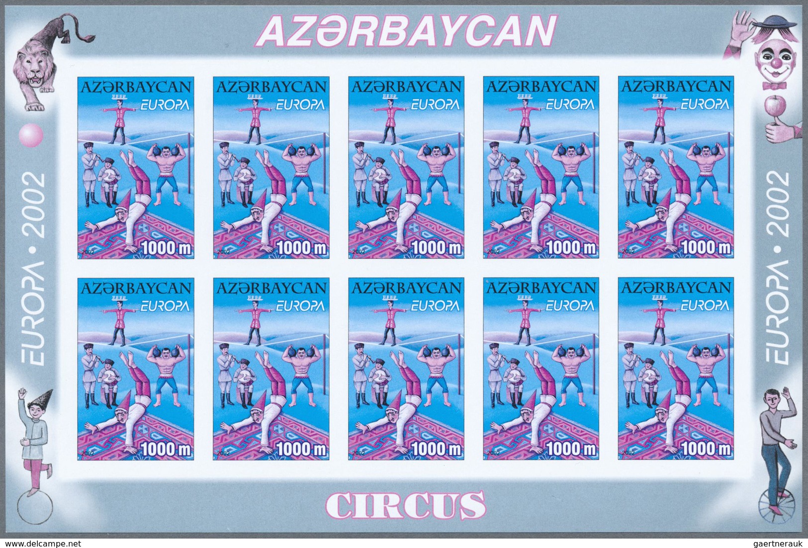 ** Thematik: Zirkus / Circus: 2002, Azerbaijan. Progressive Proofs (6 Phases) In Miniature Sheets Of 10 - Cirque