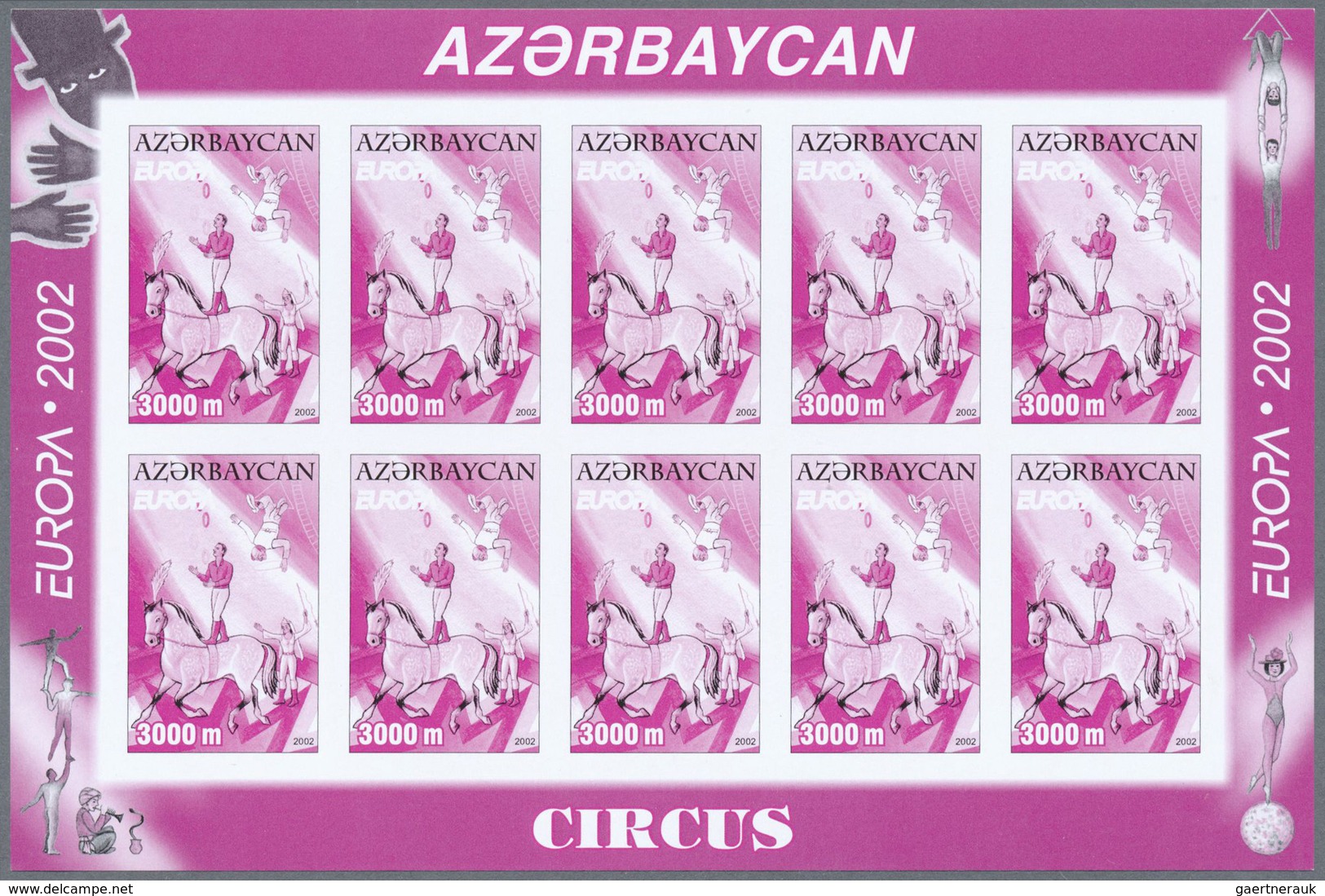 ** Thematik: Zirkus / Circus: 2002, Azerbaijan. Progressive Proofs (6 Phases) In Miniature Sheets Of 10 - Cirque