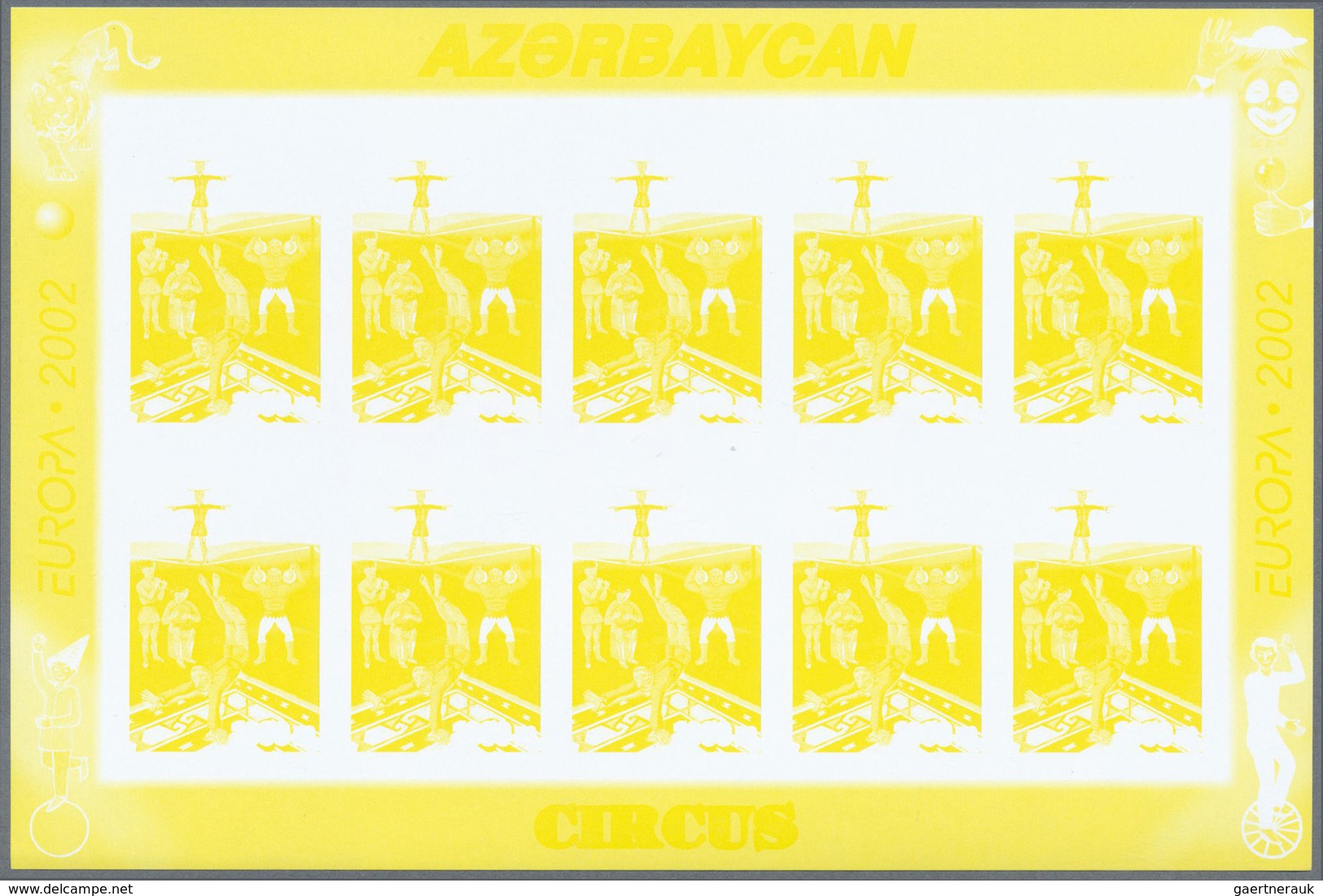 ** Thematik: Zirkus / circus: 2002, Azerbaijan. Progressive proofs (6 phases) in miniature sheets of 10