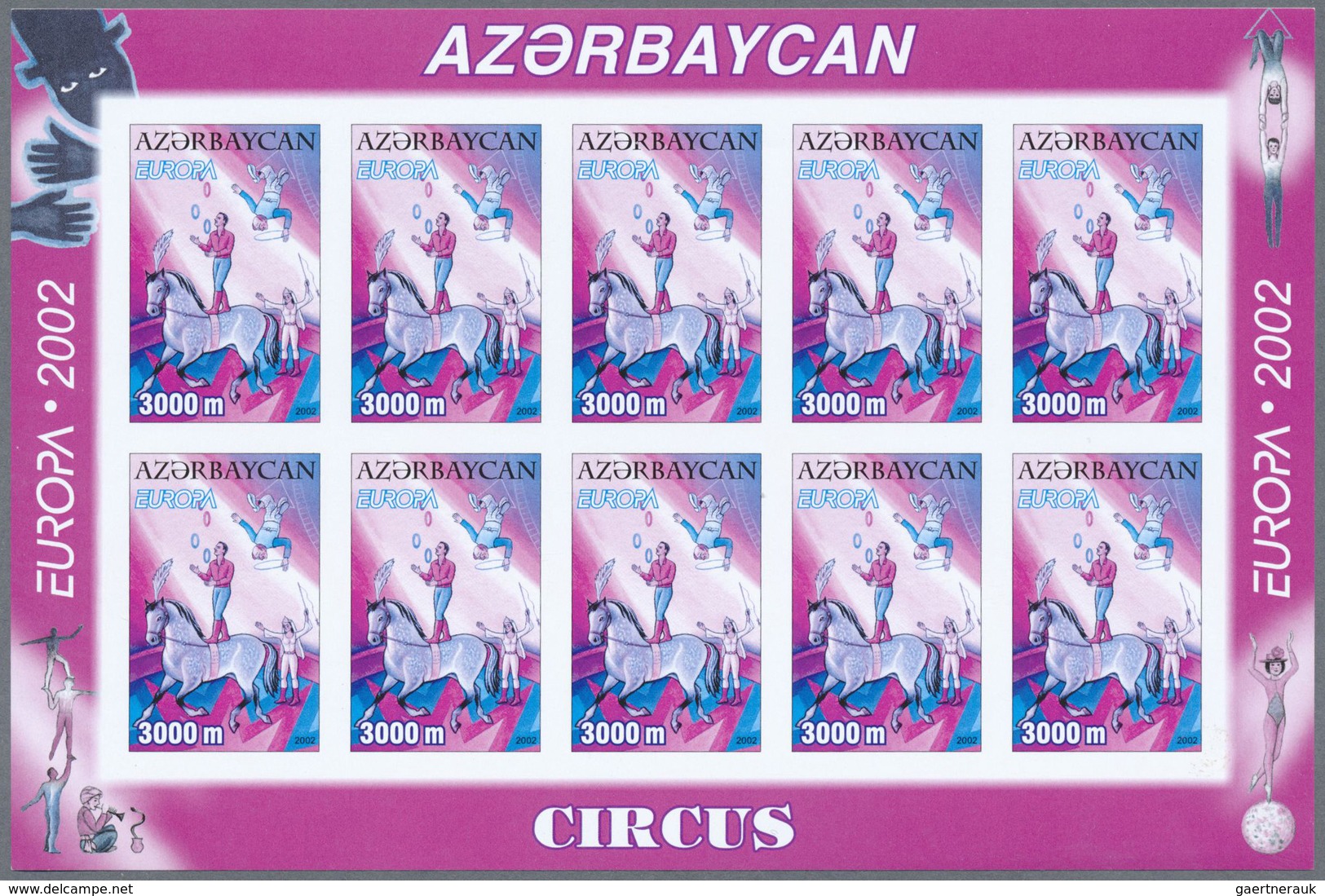 ** Thematik: Zirkus / circus: 2002, Azerbaijan. Progressive proofs (6 phases) in miniature sheets of 10