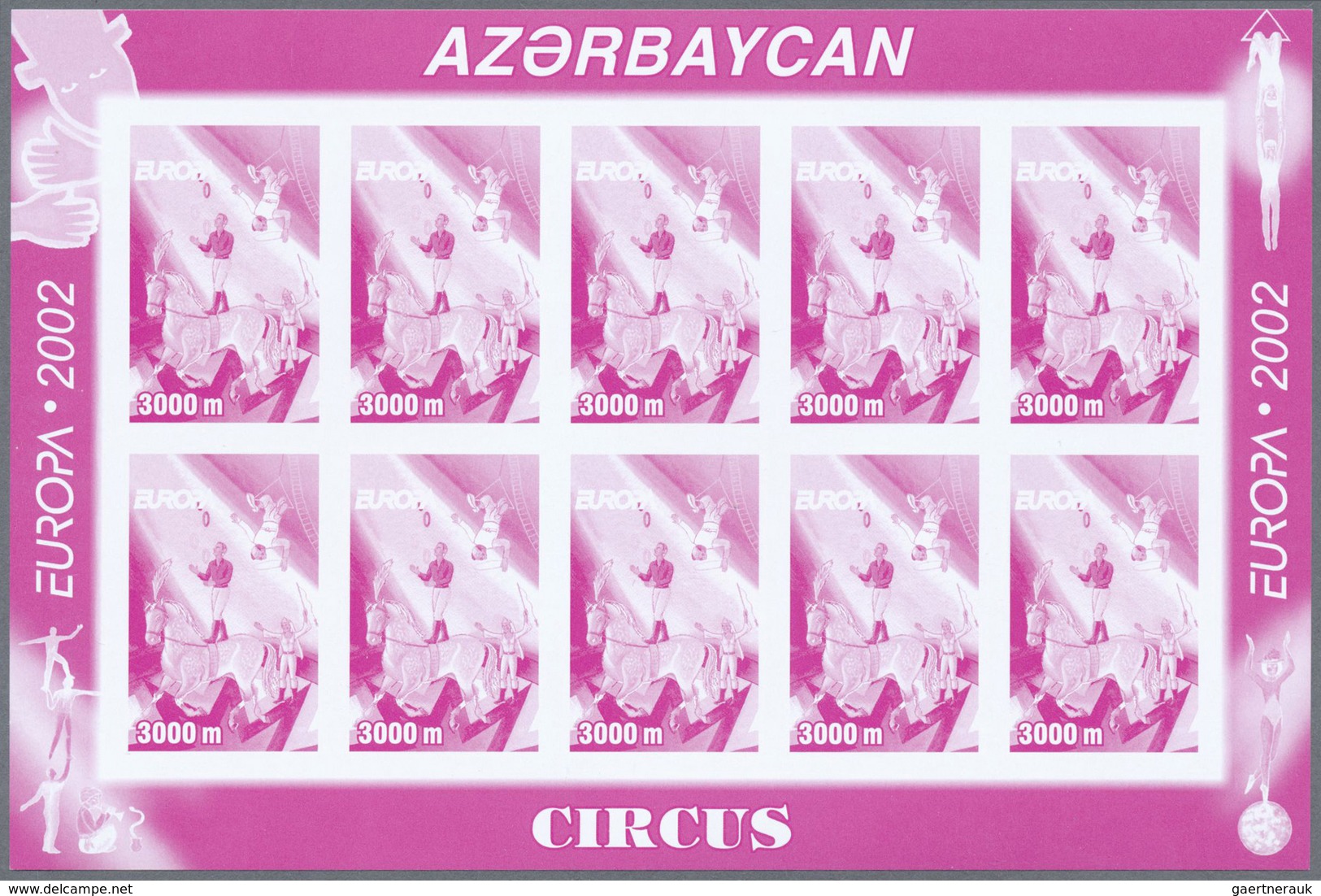 ** Thematik: Zirkus / circus: 2002, Azerbaijan. Progressive proofs (6 phases) in miniature sheets of 10