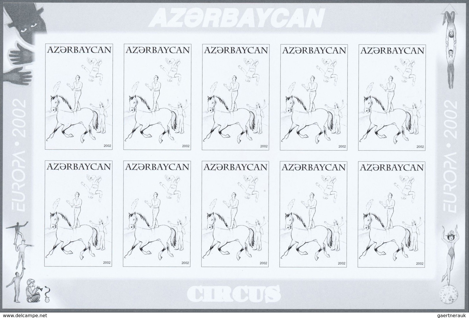 ** Thematik: Zirkus / circus: 2002, Azerbaijan. Progressive proofs (6 phases) in miniature sheets of 10