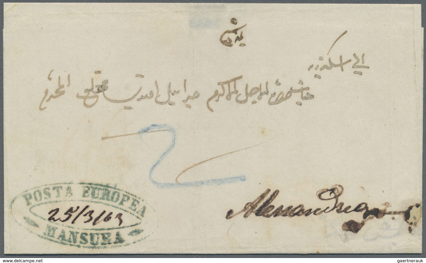 Br Ägypten - Vorphilatelie: 1863 Two Entire Letters From Mansura To Alexandria With Different Postmarks - Voorfilatelie